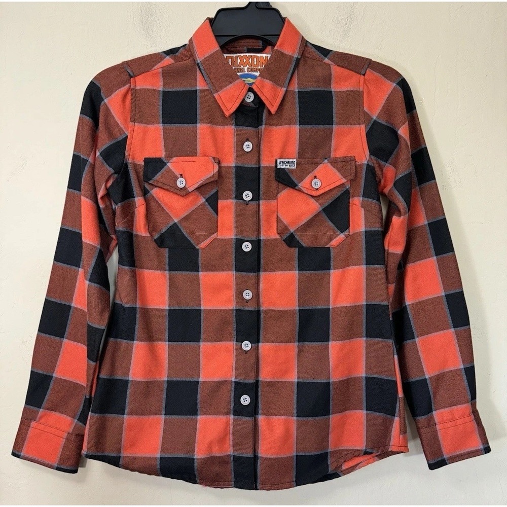 Dixxon Flannel Company Women Small S Hill City Lynchburg Flannel Shirt LS Orange